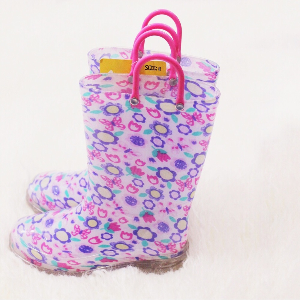 NWT Members Mark Girls Light Up Flower🌸Rain Boots - Picture 3 of 8